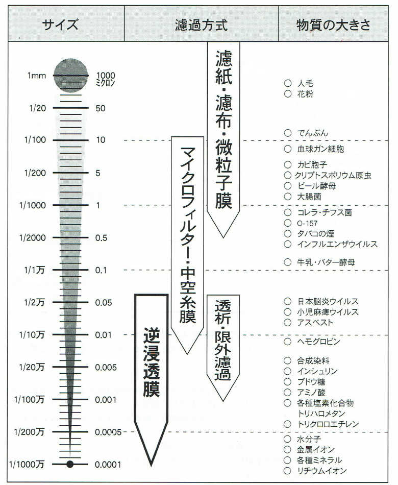 RO膜と物質のサイズ